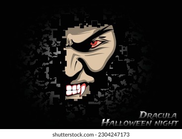 ฺBackground image poster halloween dracula bat and halloween night vector illustration art.