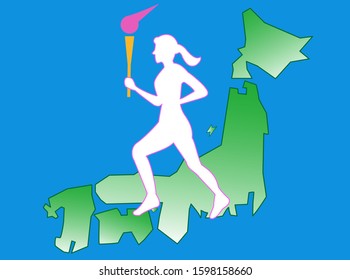 Image poster of the torch relay of the international sports tournament held in Japan.