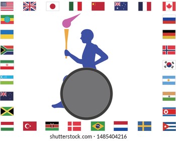 An image poster with torch runners relaying around the world.