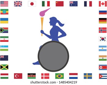 An image poster with torch runners relaying around the world.
