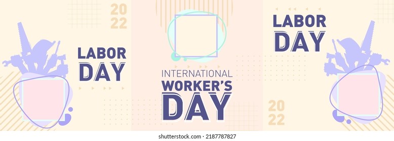 Image Posts Collection for Labor Day Celebration With Silhouette of Hands Holding Workman Tools