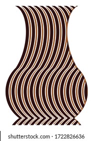 Bild einer Töpferform, Kurvenstreifen, Blumenvase, Vektorgrafik-Design in Kaffeefarbe.