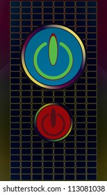 Image power buttons on decorative background / power button