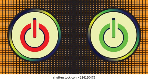 Image power buttons on decorative background / power button