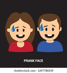 Image of prank face. Face with expression.
