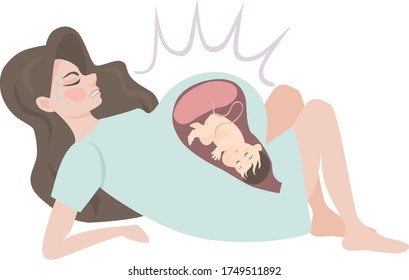 image of a pregnant woman who gives birth to a child in a hospital.
stock isolated illustration on white background for printing on postcards, websites, shop advertising in cartoon style