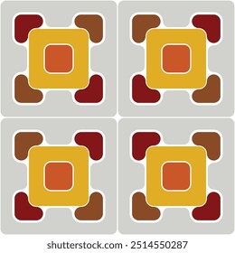 Image presents an intricate geometric pattern with a harmonious blend of autumnal shades. Geometric Harmony in Autumn Hues.