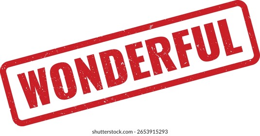 Image presents an isolated red Wonderful rubber stamp with a distressed texture, set against a clean white background. Perfect for designs, documents, and visual communication needs.