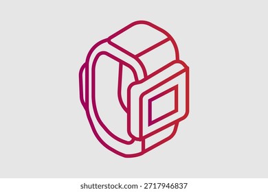 Das Bild zeigt eine isometrische Linien-Illustration einer Smartwatch oder eines Fitness-Trackers.