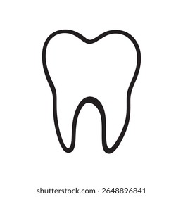 The image presents a minimalist line art of a tooth, defined by a bold black outline against a transparent backdrop, showcasing a clean aesthetic ideal for any project.