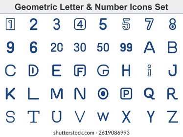 The image presents a set of uppercase letters from A to Z alongside numeric characters including 1 to 99; crafted with a bold, geometric style in blue against a white backdrop.