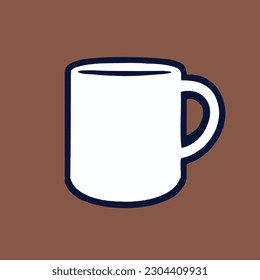 The image presents a simple flat vector illustration of an isolated mug. It's cylindrical with a handle and rendered in a solid color. Perfect for themes related to beverage, breakfast, or home decor.