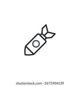 La Imagen presenta un simple dibujo lineal de una bomba, que representa temas de conflicto, guerra y peligro. Su estilo minimalista destaca los Elementos simbólicos centrales de la fuerza destructiva y enfatiza