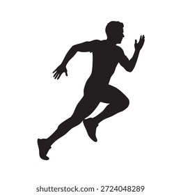 The image presents a striking black silhouette of a running man, emphasizing its unique stylistic presentation.