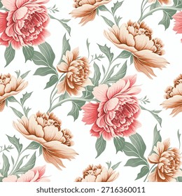La Imagen presenta un estampado floral visualmente atractivo sobre un fondo blanco, caracterizado por un esquema de color armonioso y un diseño limpio.