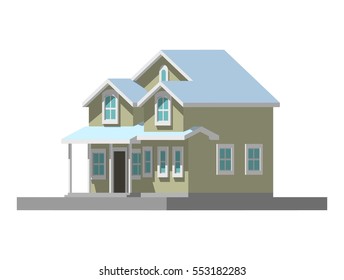 image of a private house. vector flat illustration