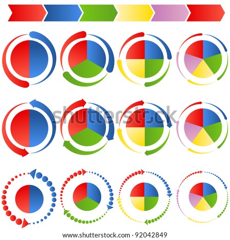 An image of a process arrow pie charts.