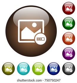 Image processing white icons on round color glass buttons