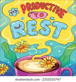 The image "productive to rest" presents a harmonious and balanced scene that emphasizes the importance of taking time for rest and rejuvenation to enhance productivity.