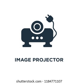 Image projector icon. Black filled vector illustration. Image projector symbol on white background. Can be used in web and mobile.