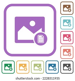 Propiedades de la imagen iconos simples con marcos cuadrados redondeados de color sobre fondo blanco