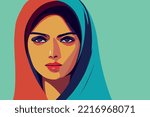 An image of a proud Iranian woman wearing a hijab. Iranian women