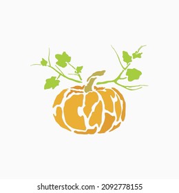 Image of pumpkin along with its leaves drawn with vector type
