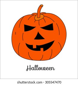 Image of pumpkins, jack-o'-lantern, Jack, halloween, orange pumpkin on a white background