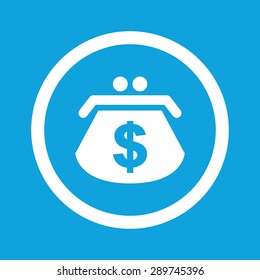 Image of purse with dollar symbol in circle, isolated on blue