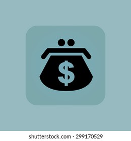 Image of purse with dollar symbol in square, on pale blue background