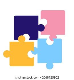 image of puzzles, assembling puzzle, vector illustration