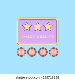 image quality with stars Vector illustration in flat style High quality picture movie
