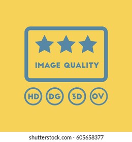 image quality with stars Vector illustration in flat style High quality picture movie