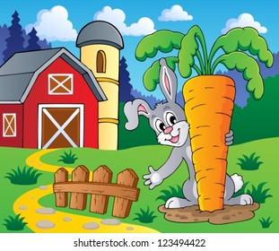 Image with rabbit theme 2 - vector illustration.