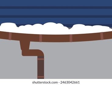 Una Imagen de una canaleta rota debido al peso de la nieve