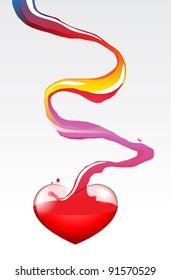Image of rainbow splash of diversity filling up a heart shape container