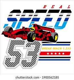 image real speed 53 is an illustration for the background and screen printing on the t-shirt