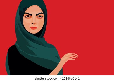 An Image Of A Rebellious Iranian Woman Wearing A Hijab.