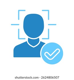 Image Recognition dual tone blue color, mini illustration icon. use for modern concept, print, UI, UX kit, web and app development. Vector EPS 10, related to artificial intelligence, technology theme