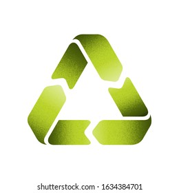 Image of recycling sign with texture. Isolated object on a white background. Stock vector illustration.
