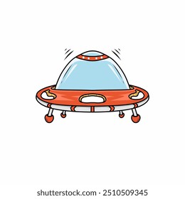 A imagem de uma nave espacial alienígena vermelha é basicamente um tipo de vetor para impressão de tela de camisetas, adesivos e capas de presentes