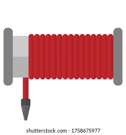 Image of a red fire hose on a reel. Vector image, eps 10