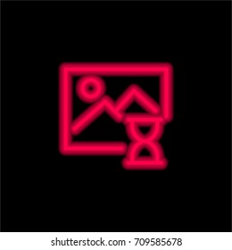 Image red glowing neon ui ux icon. Glowing sign logo vector
