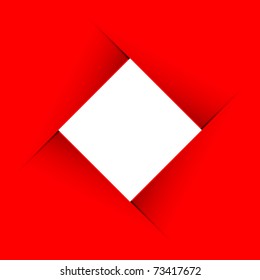 image of red minimalistic banner with rhomb inside