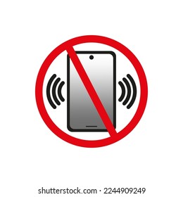 Image with red phone ban. Telephone sign. Sign forbidden. Call symbol. Vector illustration.