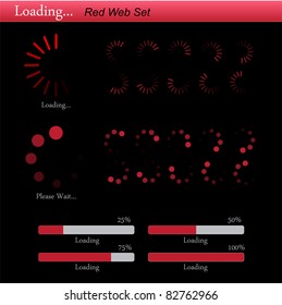 Image of a red set of web Loading graphics.