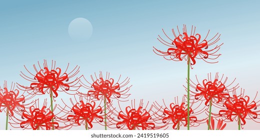 Image of red spider lily and moon (2:1)