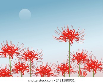 Image of red spider lily and moon svg