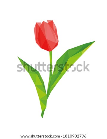 Image of red tulips polygonal art. vector illustration