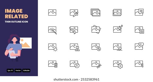 image related thin outline icon vector design good for web and mobile app